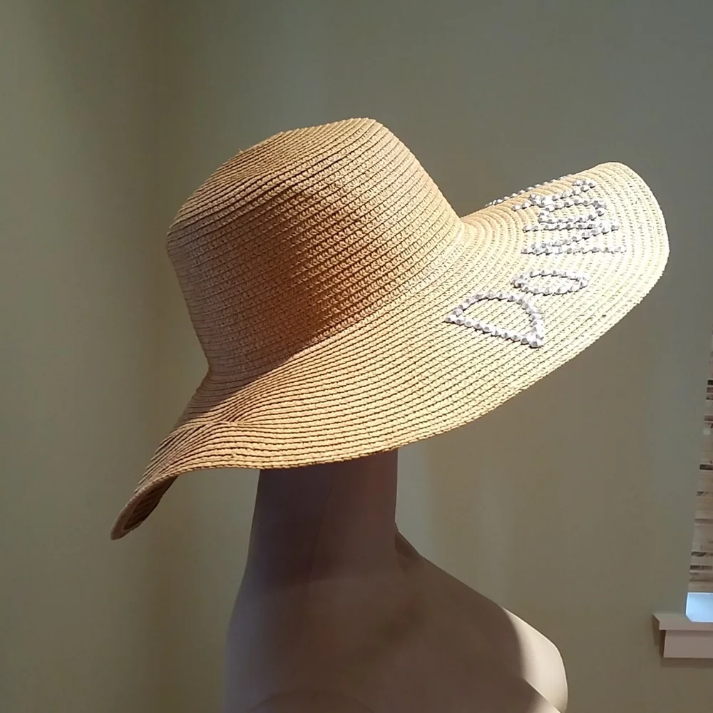 Something Special Rhinestone Paper Floppy Brim Hat